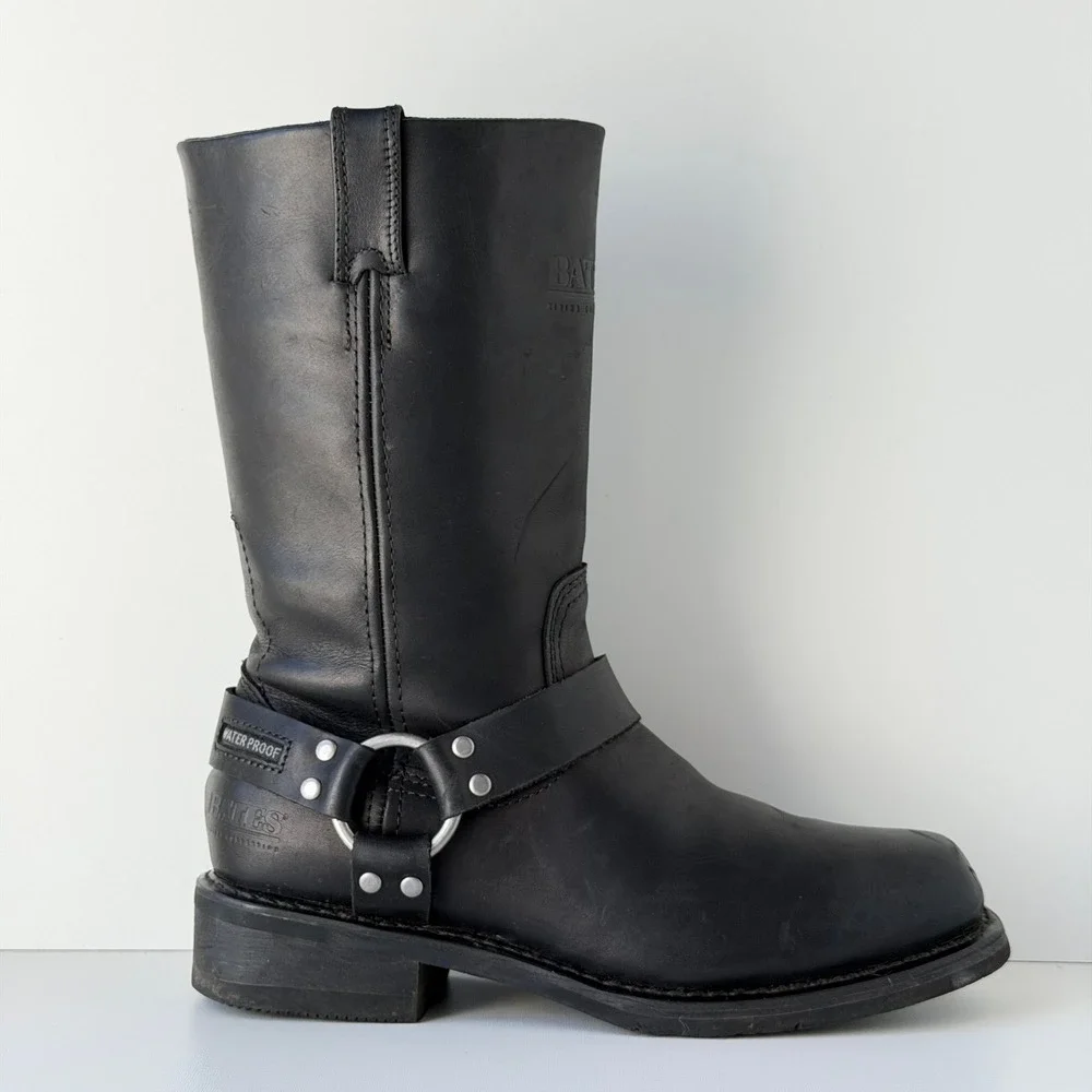 Bates Harness Boots Mens 9.5 Black Motorcycle Waterproof Biker Vibram Sole Rodeo